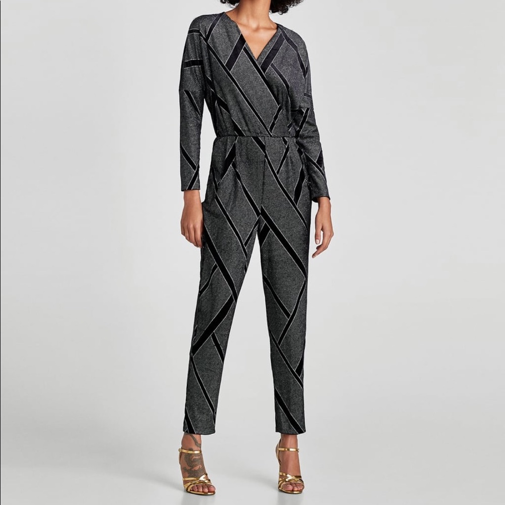 Velvet jumpsuit from Zara